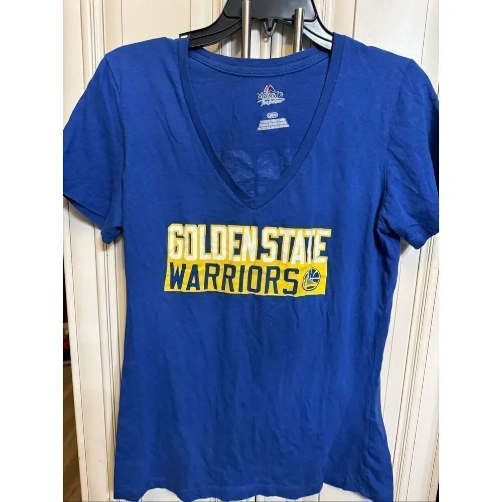 Majestic Women's WMS Golden State Warriors Curry #30 T-Shirt Blue Yellow Large
